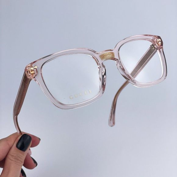 Gucci GG0184O 013 BRAND NEW Eyeglasses Transparent Pink Square Unisex - Picture 1 of 11